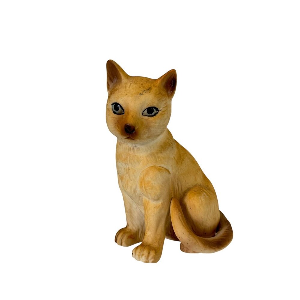 This charming pieceVintage Japan Porcelain Yellow Cat Captivating Eyes Figurines - Picture 2 of 12